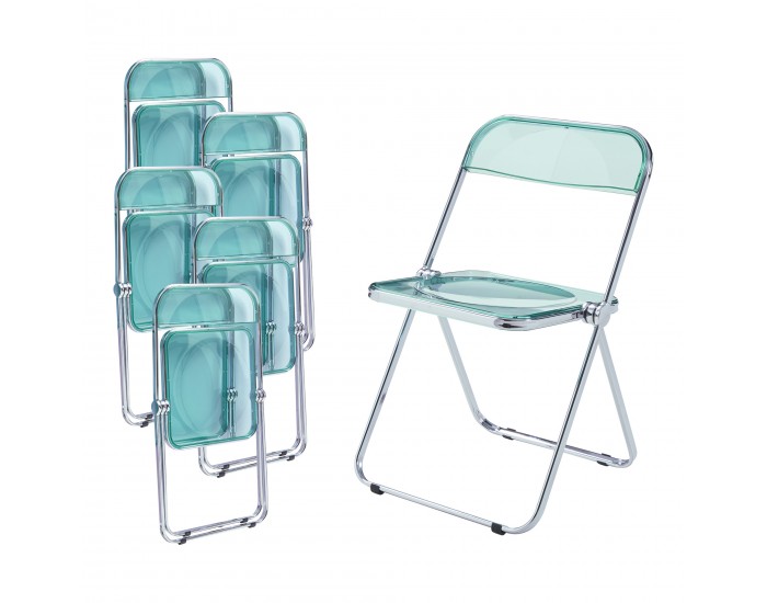 Сгъваем стол Pornainen, комплект 6 бр., ментовозелен, прозрачен []