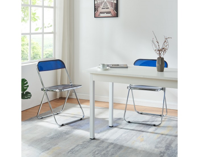 Сгъваем стол Pornainen, комплект 6 бр., тъмно син, прозрачен []