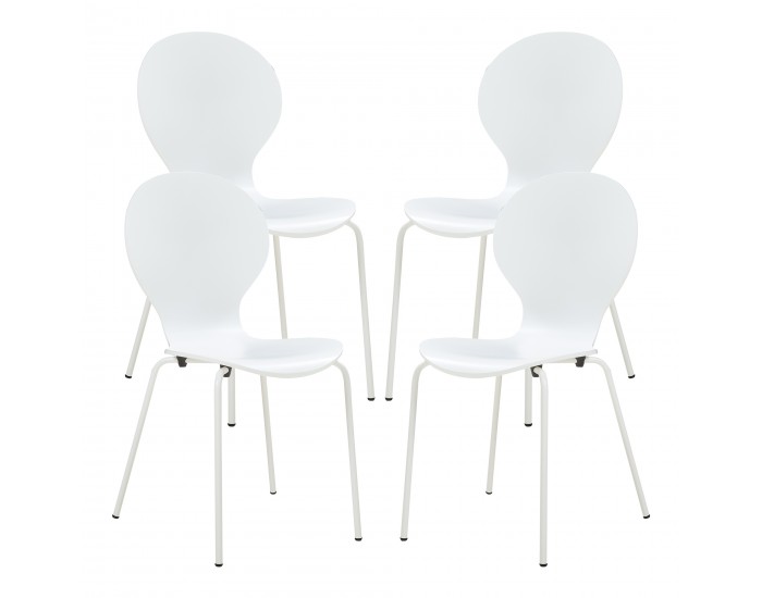 Комплект трапезарни столове Etne 4 бели []