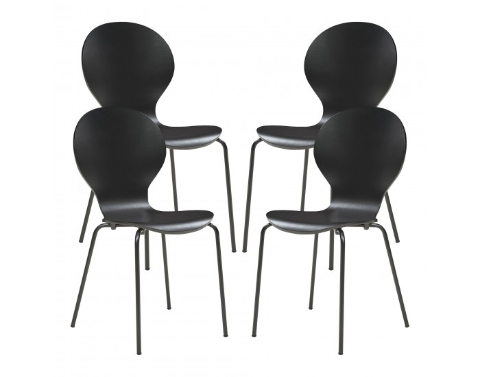 Комплект трапезарни столове Etne 4 черни []