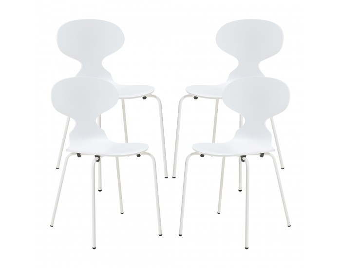 Комплект трапезарни столове Kil от 4 бели []