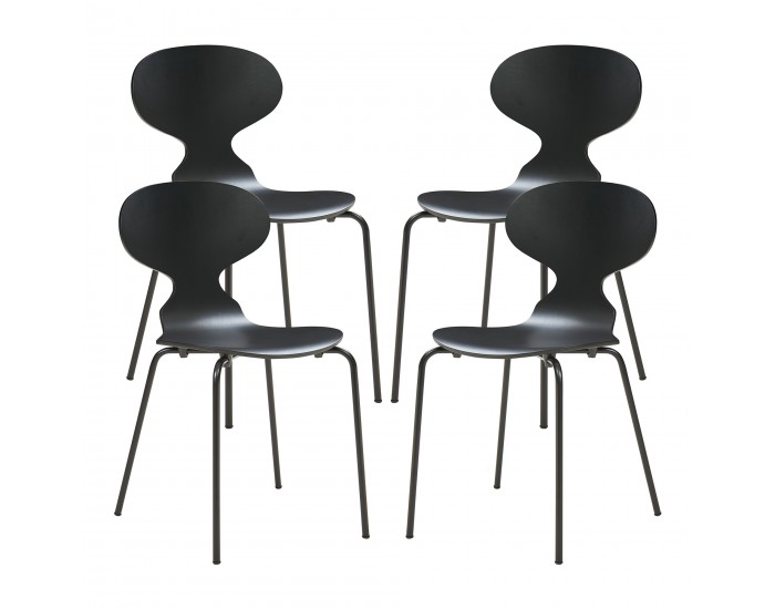 Комплект трапезарни столове Kil от 4 черни []