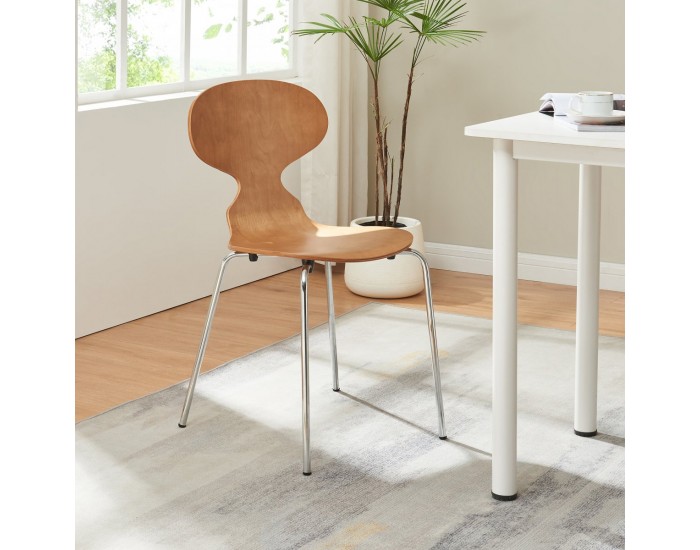 Комплект трапезарни столове Kil от 4 броя, вид на орех/хром []