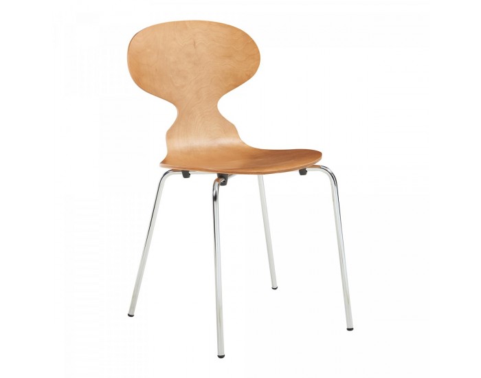 Комплект трапезарни столове Kil от 4 броя, вид на орех/хром []