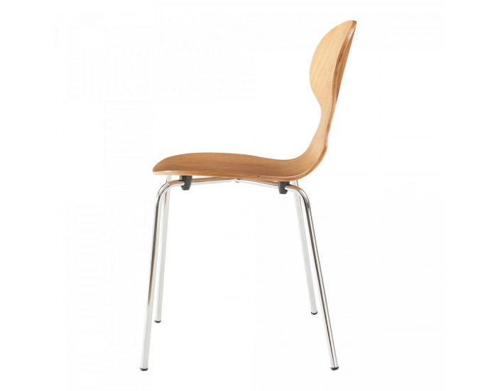 Комплект трапезарни столове Kil от 4 броя, вид на орех/хром []