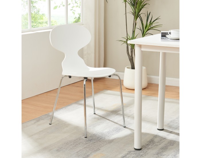 Комплект трапезарни столове Kil 4 бели/хром []