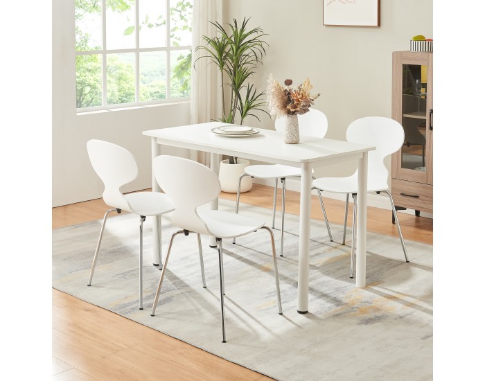 Комплект трапезарни столове Kil 4 бели/хром []
