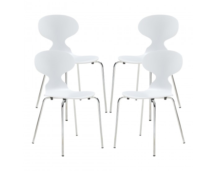 Комплект трапезарни столове Kil 4 бели/хром []