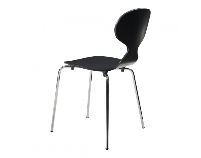 Комплект трапезарни столове Kil от 4 бр., черен/хром []