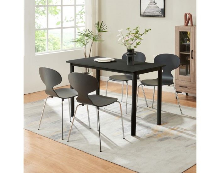 Комплект трапезарни столове Kil от 4 бр., черен/хром []