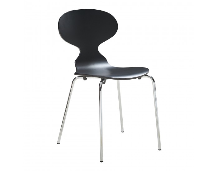 Комплект трапезарни столове Kil от 4 бр., черен/хром []