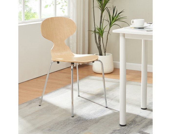 Комплект трапезарни столове Kil от 4 бр., дърво/хром []