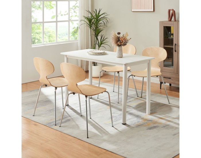 Комплект трапезарни столове Kil от 4 бр., дърво/хром []