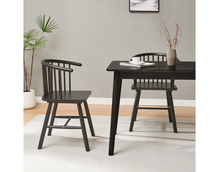 Трапезен стол Stami, комплект 2 бр., черно дърво []