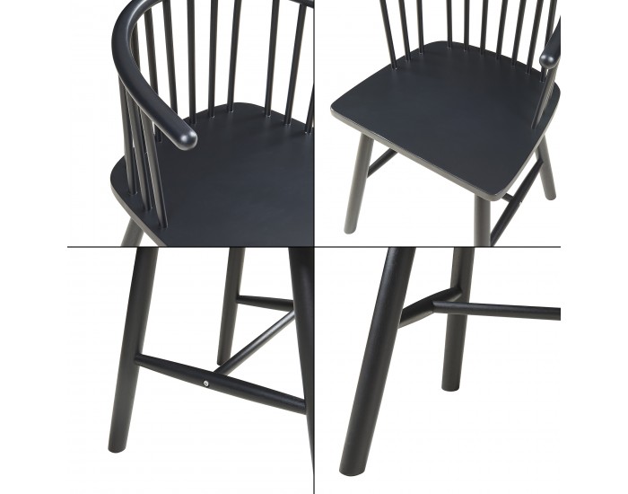 Трапезен стол Stami, комплект 2 бр., черно дърво []