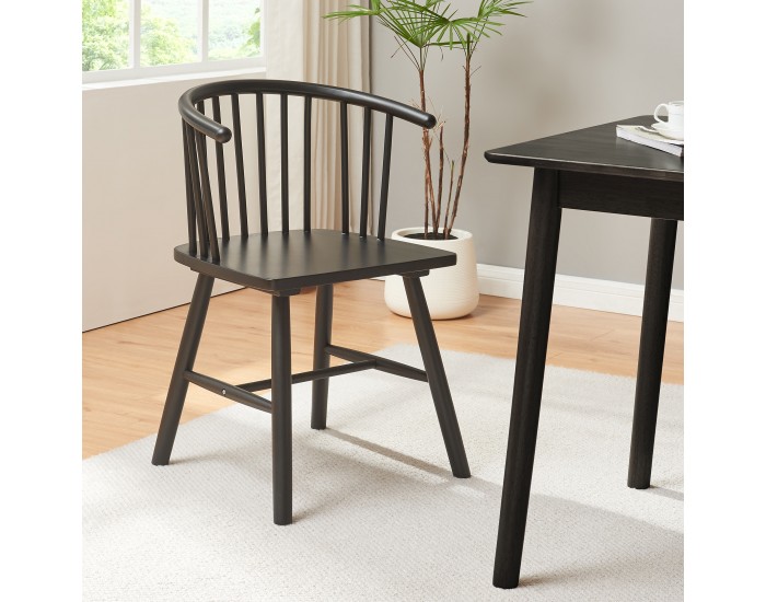 Трапезен стол Stami, комплект 2 бр., черно дърво []