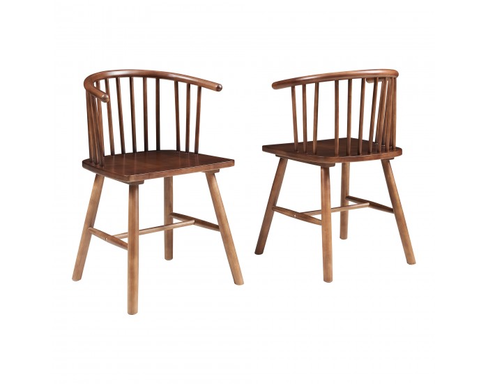 Трапезен стол Stami, комплект 2 бр., дърво, вид орех []