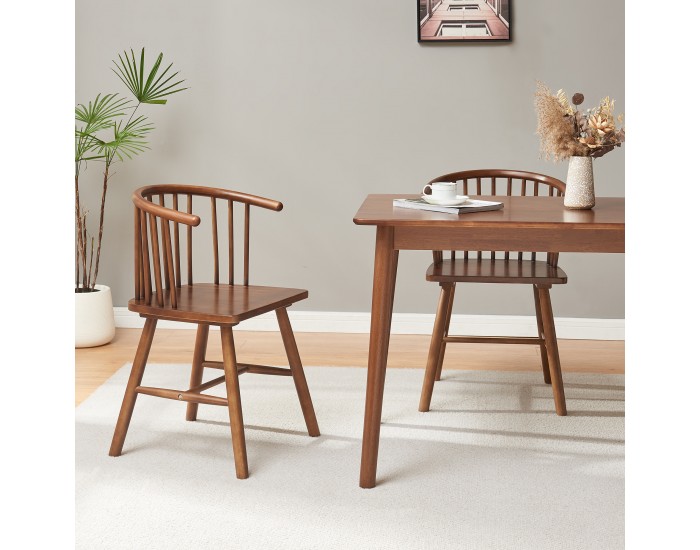 Трапезен стол Stami, комплект 2 бр., дърво, вид орех []