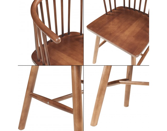 Трапезен стол Stami, комплект 2 бр., дърво, вид орех []