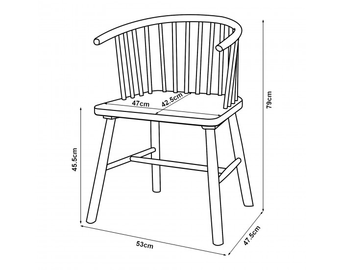 Трапезен стол Stami, комплект 2 бр., дърво, вид орех []