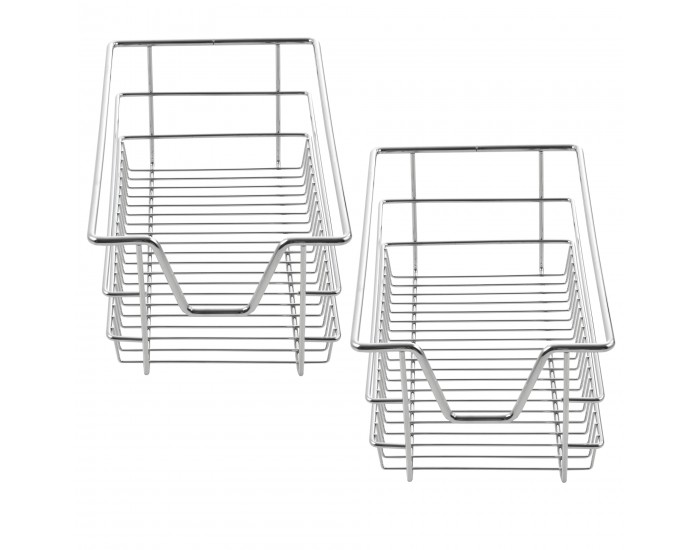 Комплект 2 телескопични чекмеджета 27x44x14 см стоманено сребристо []