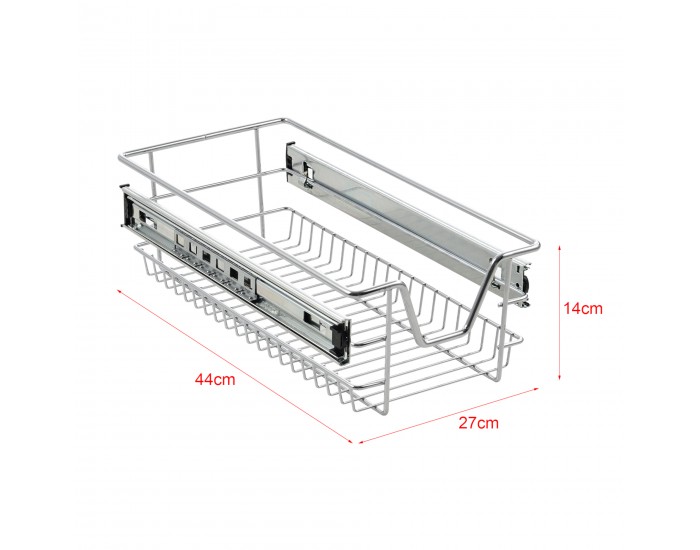 Комплект 2 телескопични чекмеджета 27x44x14 см стоманено сребристо []