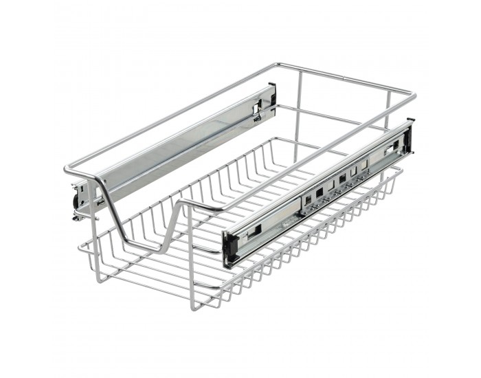 Комплект 2 телескопични чекмеджета 27x44x14 см стоманено сребристо []