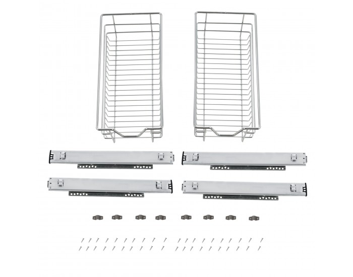 Комплект 2 телескопични чекмеджета 27x44x14 см стоманено сребристо []