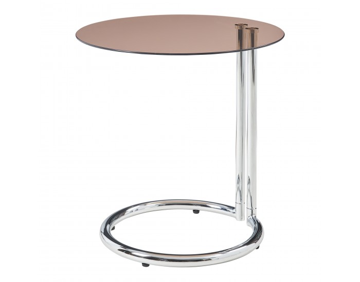 Помощна маса Ylivieska 46xØ45 см цвят хром/кехлибарено стъкло []