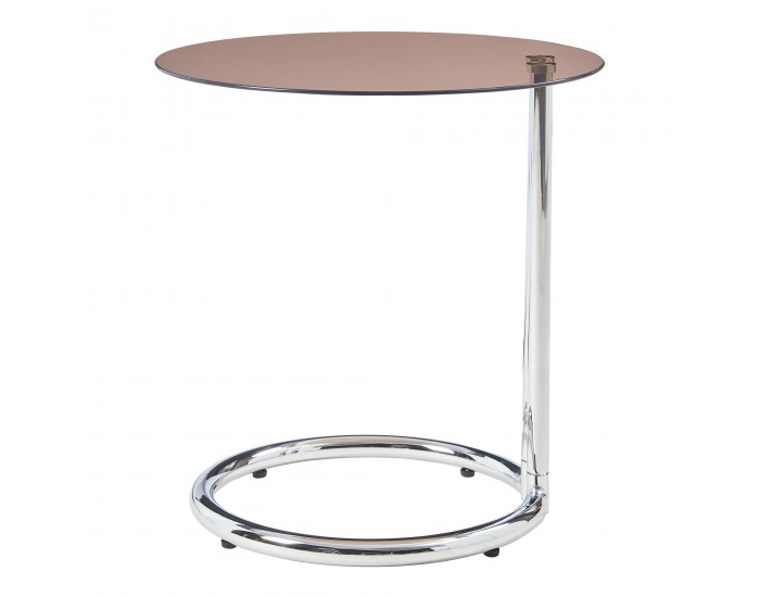 Помощна маса Ylivieska 46xØ45 см цвят хром/кехлибарено стъкло []