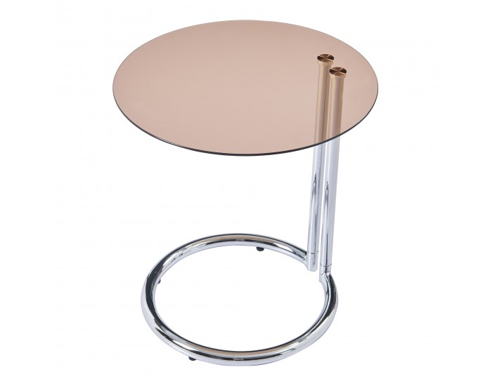 Помощна маса Ylivieska 46xØ45 см цвят хром/кехлибарено стъкло []