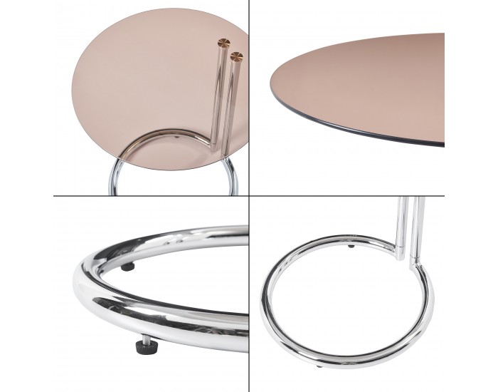 Помощна маса Ylivieska 46xØ45 см цвят хром/кехлибарено стъкло []