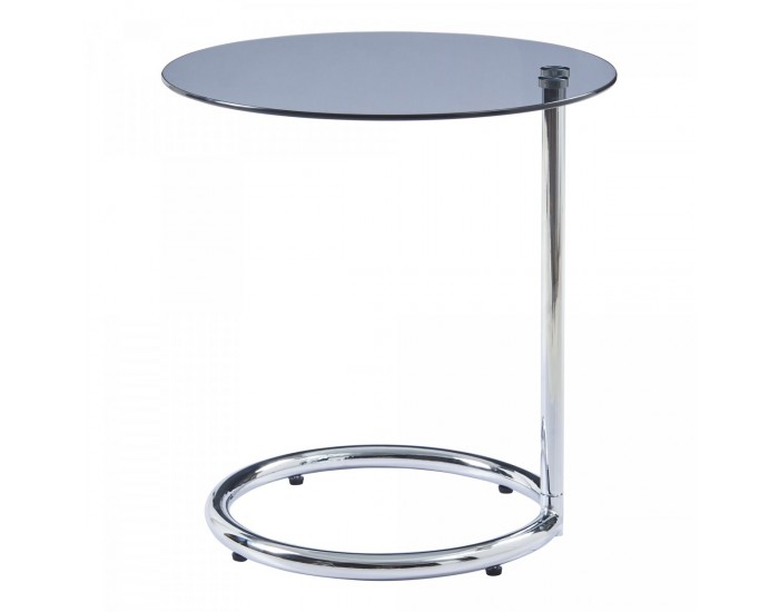 Помощна маса Ylivieska 46xØ45 см цвят хром/сиво стъкло []