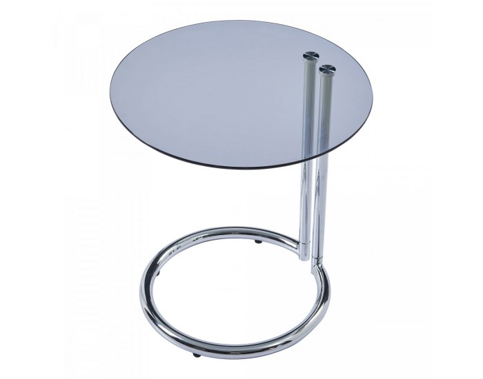 Помощна маса Ylivieska 46xØ45 см цвят хром/сиво стъкло []
