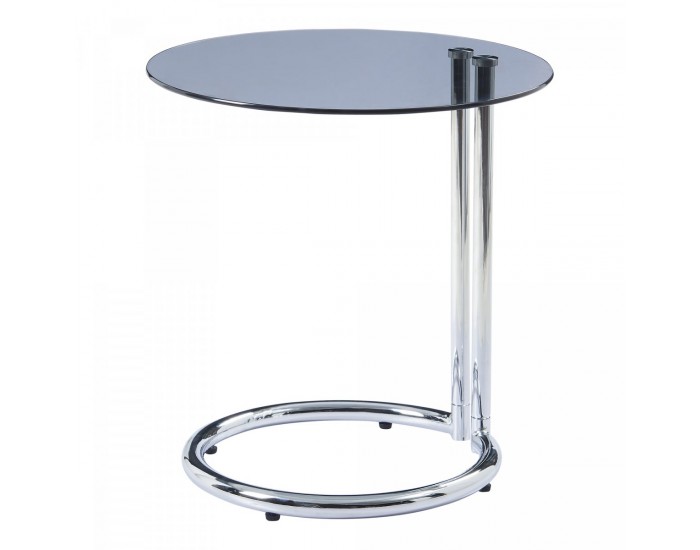 Помощна маса Ylivieska 46xØ45 см цвят хром/сиво стъкло []