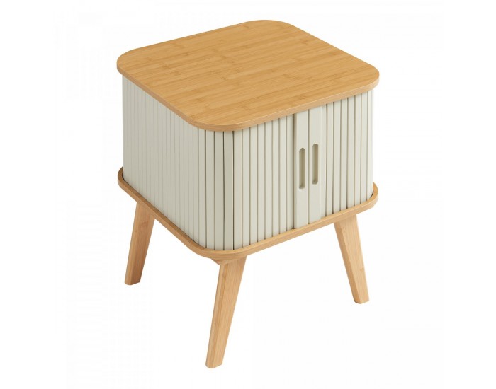 Помощна маса Tysvær 59x45x45 см бамбук/кремаво бяло []