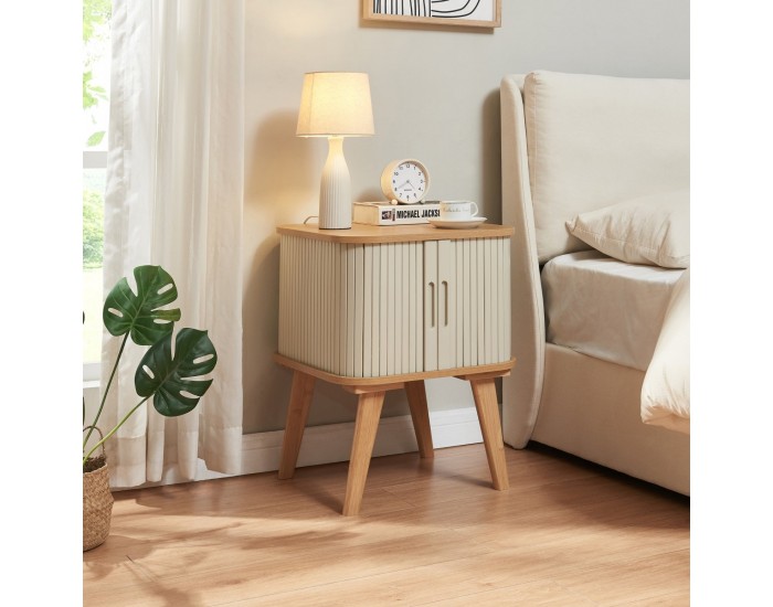 Помощна маса Tysvær 59x45x45 см бамбук/кремаво бяло []