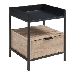 Нощно шкафче Belana 51x40x35 см черно/изглед дъб [] - Холни маси