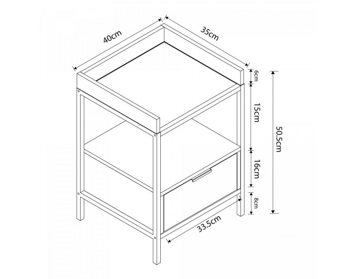 Нощно шкафче Belana 51x40x35 см черно/изглед дъб []