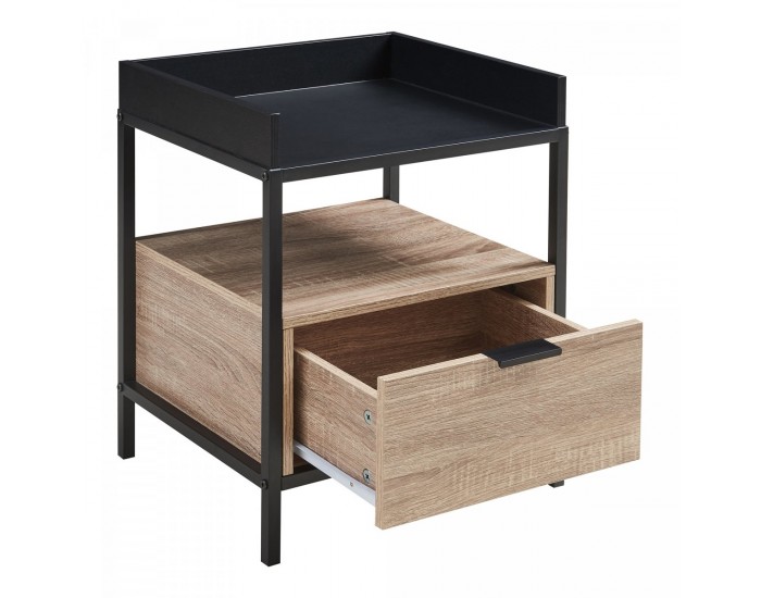 Нощно шкафче Belana 51x40x35 см черно/изглед дъб []