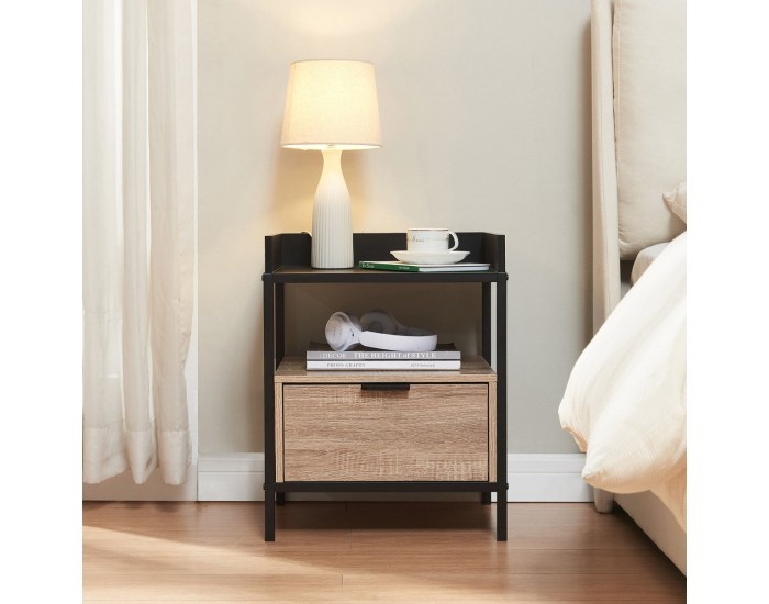 Нощно шкафче Belana 51x40x35 см черно/изглед дъб []