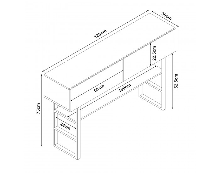 Конзолна маса Varberg 75x120x30 см светло сива []