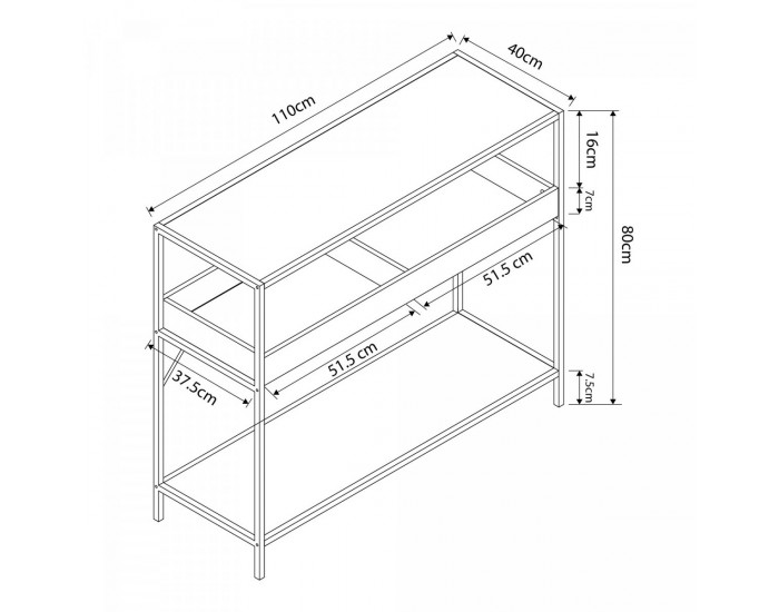 Конзолна маса Белана 110x40x80 см черно/изглед дъб []
