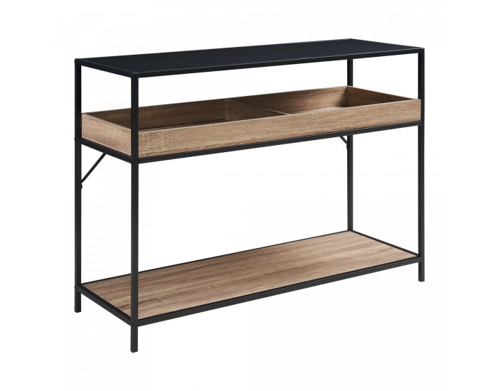 Конзолна маса Белана 110x40x80 см черно/изглед дъб []