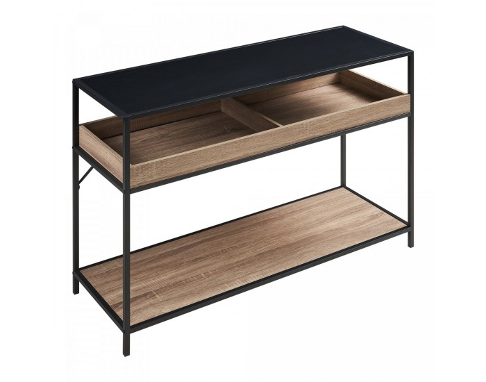 Конзолна маса Белана 110x40x80 см черно/изглед дъб []