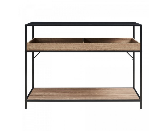 Конзолна маса Белана 110x40x80 см черно/изглед дъб []