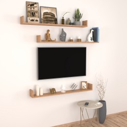 Стенен рафт Höganäs от 3 части, 120x15x12 см, вид дъб [] - Sonata G