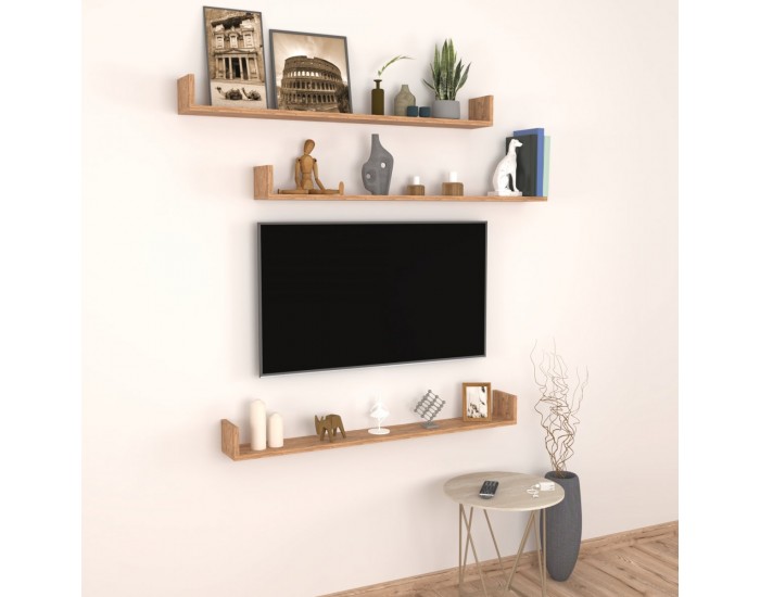 Стенен рафт Höganäs от 3 части, 120x15x12 см, вид дъб []