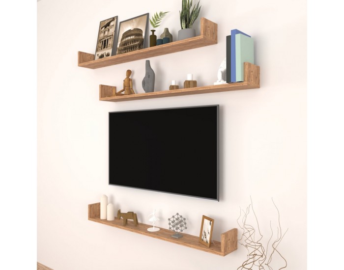 Стенен рафт Höganäs от 3 части, 120x15x12 см, вид дъб []