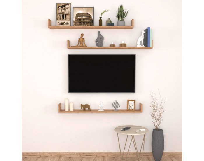 Стенен рафт Höganäs от 3 части, 120x15x12 см, вид дъб []